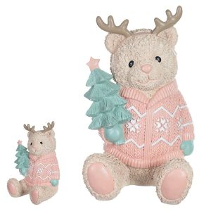 Urso De Resina Sentado Com Arvore 29cm