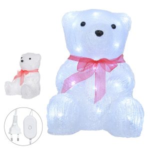 Urso Com Cachecol Vermelho Decorativa Com Led