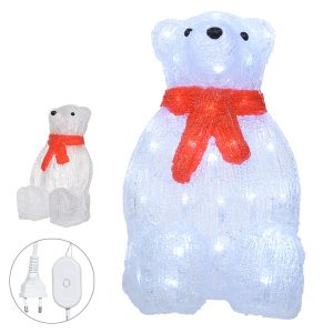 Urso Com Cachecol Vermelho Decorativa Com Led